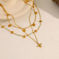 French style four-leaf clover pendant titanium steel dainty necklace collection
