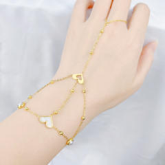 Personality hot sale mother shell heart evil eye stainless steel ring bracelet