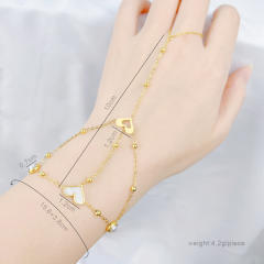 Personality hot sale mother shell heart evil eye stainless steel ring bracelet