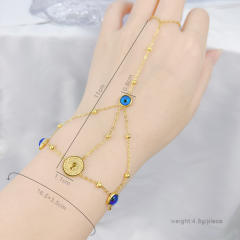 Personality hot sale mother shell heart evil eye stainless steel ring bracelet