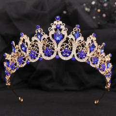 Colorful rhinestone setting baroque wedding hair crown necklace set