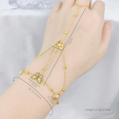 Personality hot sale mother shell heart evil eye stainless steel ring bracelet