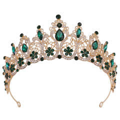 Colorful rhinestone setting baroque wedding hair crown necklace set