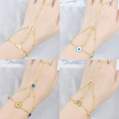 Personality hot sale mother shell heart evil eye stainless steel ring bracelet