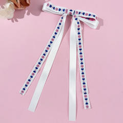 Small Fresh Ethnic Style Embroidery Love Flower Bow Ribbon Hairpin duckbill hair clips