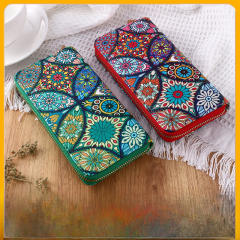 New ethnic style bohemian trendy long wallet card holder multi-functional wallet
