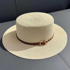 New Flat Top straw hat for women Summer Seaside Beach Sun-proof hat