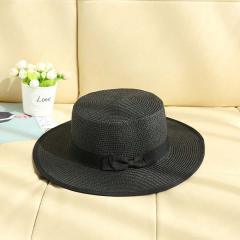 French Flat Top Straw Hat Women's Sunshade Summer Hat for Traveling Vacation Seaside