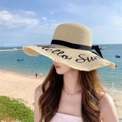 Korean Style New Style Hat Women's Fashion Letter Big Brim Breathable Straw Hat