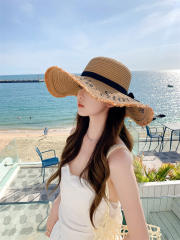 Korean Style New Style Hat Women's Fashion Letter Big Brim Breathable Straw Hat