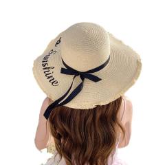 Korean Style New Style Hat Women's Fashion Letter Big Brim Breathable Straw Hat