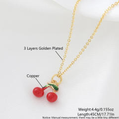 Copper gold-plated cute mini fruit necklace cherry strawberry accessories personalized pendant necklace