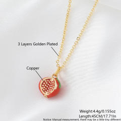 Copper gold-plated cute mini fruit necklace cherry strawberry accessories personalized pendant necklace