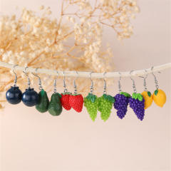 Funny simulation fruit resin earrings strawberry lemon seasonal fruit female ear jewelry