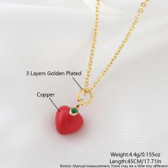 Copper gold-plated cute mini fruit necklace cherry strawberry accessories personalized pendant necklace