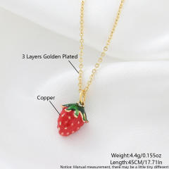 Copper gold-plated cute mini fruit necklace cherry strawberry accessories personalized pendant necklace