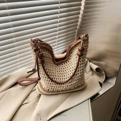 Holiday Style Woven Bag Women's 2025 Summer Fashion Knitted Shoulder Bag Large Capacity Tote Bag