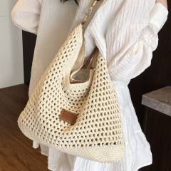Holiday Style Woven Bag Women's 2025 Summer Fashion Knitted Shoulder Bag Large Capacity Tote Bag