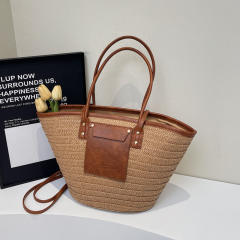 Travel Holiday Style Straw Woven Bag Women's 2025 Summer Tote Bag Large Capacity Beach Bag