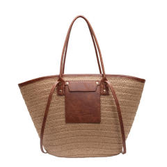 Travel Holiday Style Straw Woven Bag Women's 2025 Summer Tote Bag Large Capacity Beach Bag