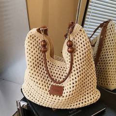 Holiday Style Woven Bag Women's 2025 Summer Fashion Knitted Shoulder Bag Large Capacity Tote Bag