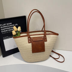 Travel Holiday Style Straw Woven Bag Women's 2025 Summer Tote Bag Large Capacity Beach Bag