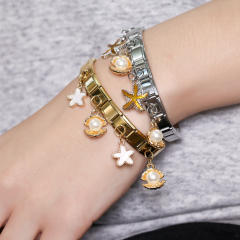 Hot Sale Starfish Shell Pendant Series Italian Module Bracelet Stainless Steel Jewelry Bracelet