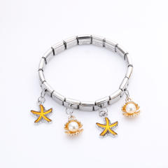 Hot Sale Starfish Shell Pendant Series Italian Module Bracelet Stainless Steel Jewelry Bracelet