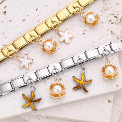 Hot Sale Starfish Shell Pendant Series Italian Module Bracelet Stainless Steel Jewelry Bracelet