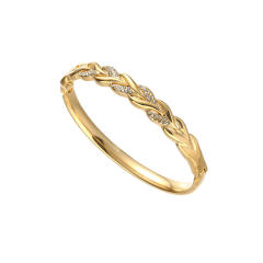 18K Gold plated twisted design stainless steel bangle diamond bangle