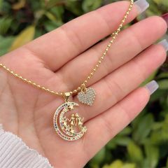 Multi-style MAMA Copper Plated 18K Gold Full Diamond Zirconium Cherry mother's day necklace