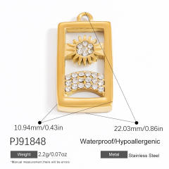 DIY accessory stainless steel heart block multi element pendant for necklace bracelet