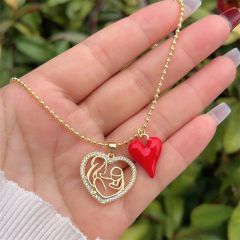 Multi-style MAMA Copper Plated 18K Gold Full Diamond Zirconium Cherry mother's day necklace