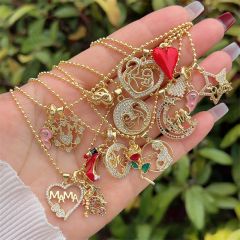 Multi-style MAMA Copper Plated 18K Gold Full Diamond Zirconium Cherry mother's day necklace