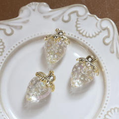 Cute White Translucent Strawberry Red Cherry Fruit Pendant diy Handmade Jewelry 1pcs price