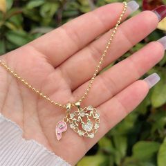 Multi-style MAMA Copper Plated 18K Gold Full Diamond Zirconium Cherry mother's day necklace