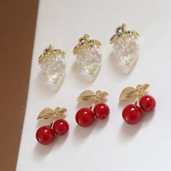 Cute White Translucent Strawberry Red Cherry Fruit Pendant diy Handmade Jewelry 1pcs price