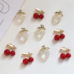Cute White Translucent Strawberry Red Cherry Fruit Pendant diy Handmade Jewelry 1pcs price