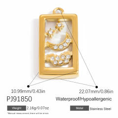 DIY accessory stainless steel heart block multi element pendant for necklace bracelet
