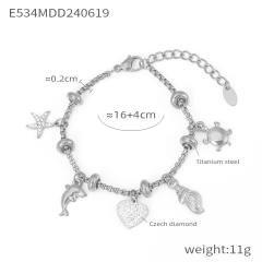 Hot diamond heart cross sunflower titanium steel plated 18k gold charm bracelet stainless steel bracelet