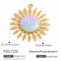 Color enamel ocean animal flower diy jewelry accessories stainless steel pendant