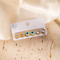 Exquisite titanium steel diamond-plated love 18k gold earrings stainless steel earrings set