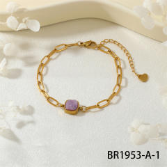 Personality Natural Crystal Bud Modeling Minimalism Cross Life Tree Fadeless Titanium Steel Bracelet