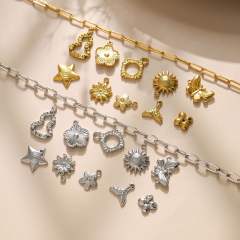 304 stainless steel geometric exquisite small flower sun fishtail gourd star diy jewelry pendant