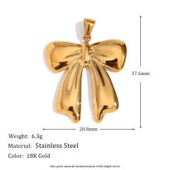 DIY jewelry accessories stainless steel plated 18K gold bow wave pearl pendant