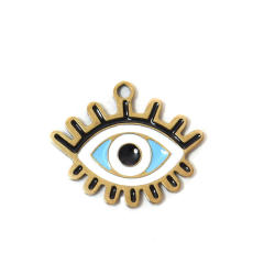 304 Stainless Steel Devil's Eye Oil Drop Palm Pendant DIY Necklace Accessories