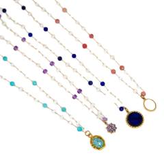 Natural Stone Stacked Stainless Steel 14K Gold Necklace High-grade Handmade Necklace