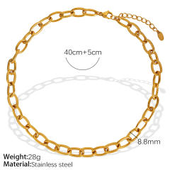 simple jewelry suit plating 18k gold color oval embossed handmade necklace bracelet