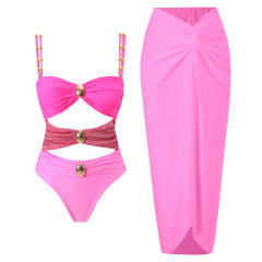 New Split Two-piece Bikini Swimsuit Women's Tight Slimming Chiffon Skirt Swimwear suit