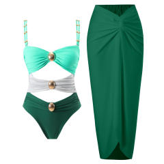 New Split Two-piece Bikini Swimsuit Women's Tight Slimming Chiffon Skirt Swimwear suit